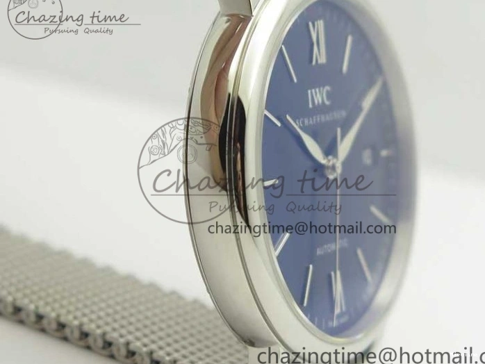 MIROTIME 0307 Portofino IW356501 SS V3 MK 1:1 Best Edition Blue Dial On SS Mesh Bracelet MIYOTA Timeless 7194